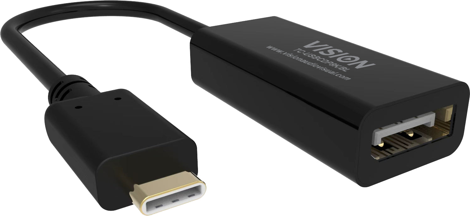 Vision TC-USBCDP8K/BL Adapter USB-C zu DisplayPort – 8K (7680 × 4320) @ 60 Hz – Schwarz