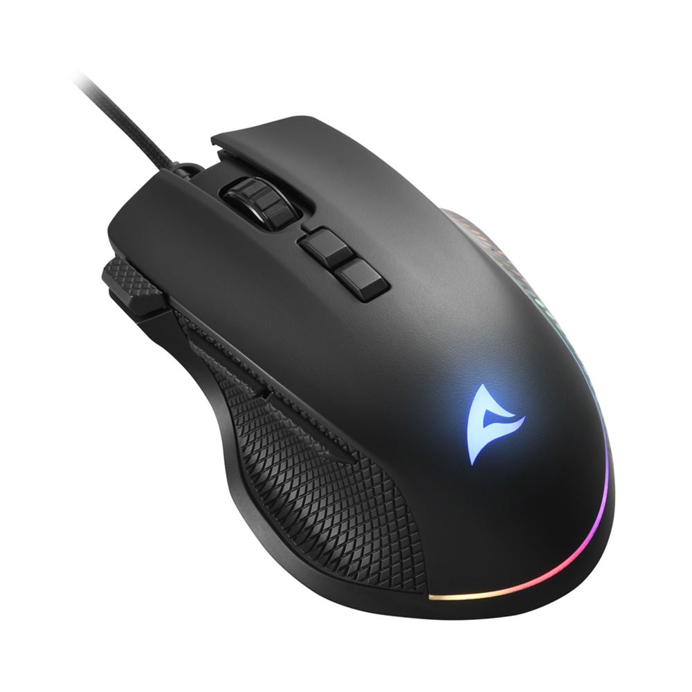 R-Go Tools Sharkoon SHARK Force 3 – Gaming-Maus – Kabelgebunden (USB‑A), 12800 DPI, RGB-Beleuchtung, rechts