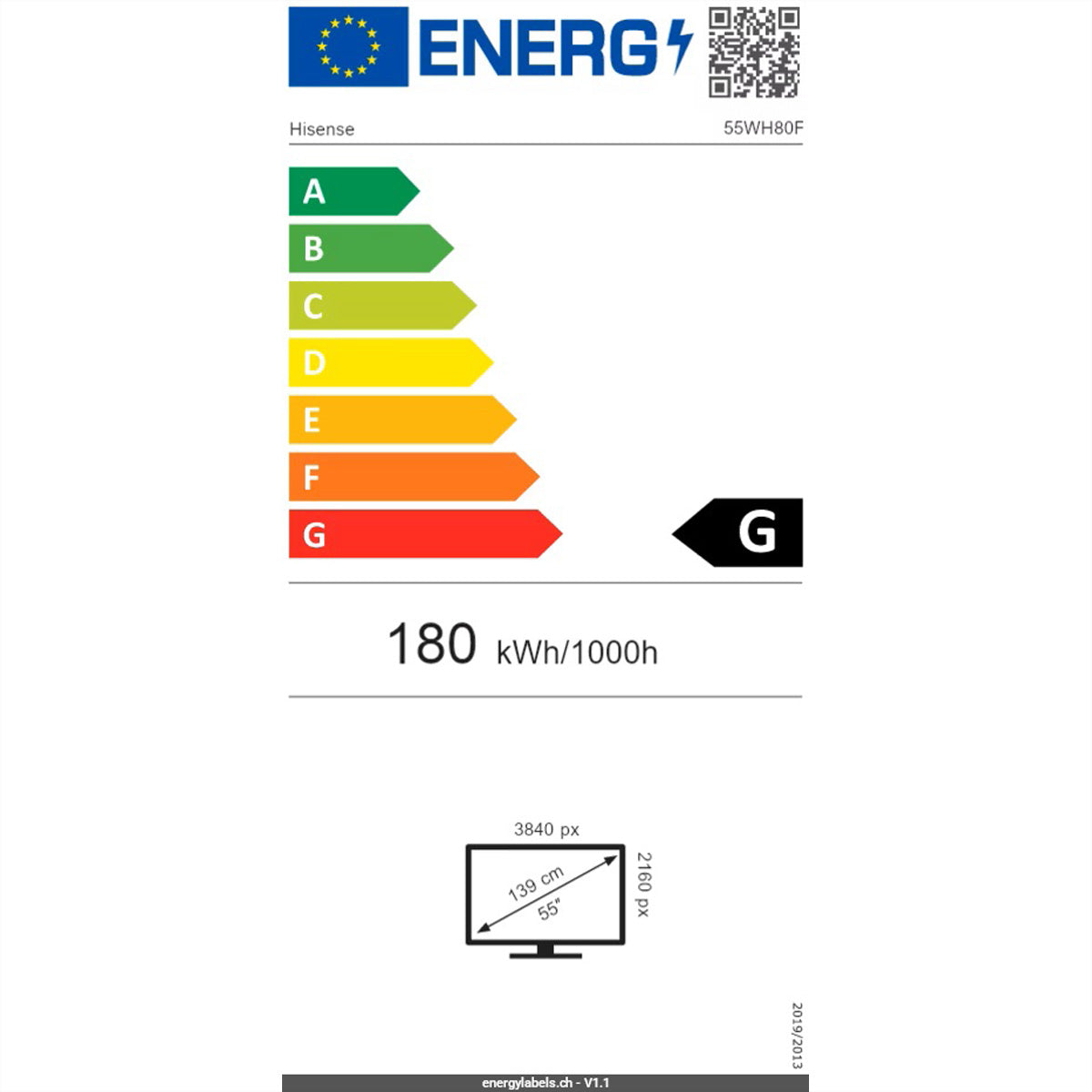 Hisense 55WH80F – 55", 3840 × 2160 (4K), IPS, LAN