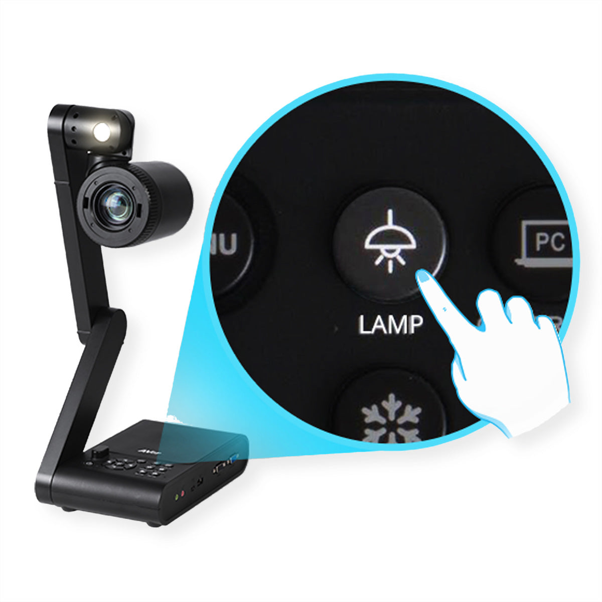 AVer M90UHD – Visualizer/Dokumentenkamera, 1080p60, 14× opt. Zoom, A3, HDMI/VGA/USB, schwarz