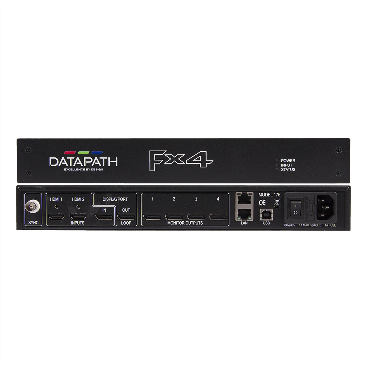 Datapath Fx4/H – Videowall-Controller, 1× DP In, 2× HDMI In, 4× HDMI Out, 4K@60 Hz, Scaler, DP Loop-Out, HDCP