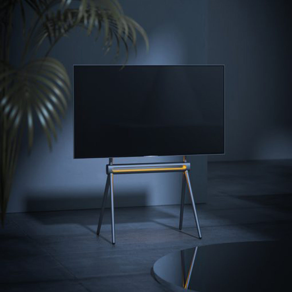 Hagor Bodenständer – 40–70" – VESA 200×200–600×400 – bis 40 kg, Diebstahlsicherung – Elia Studio Shine Grey