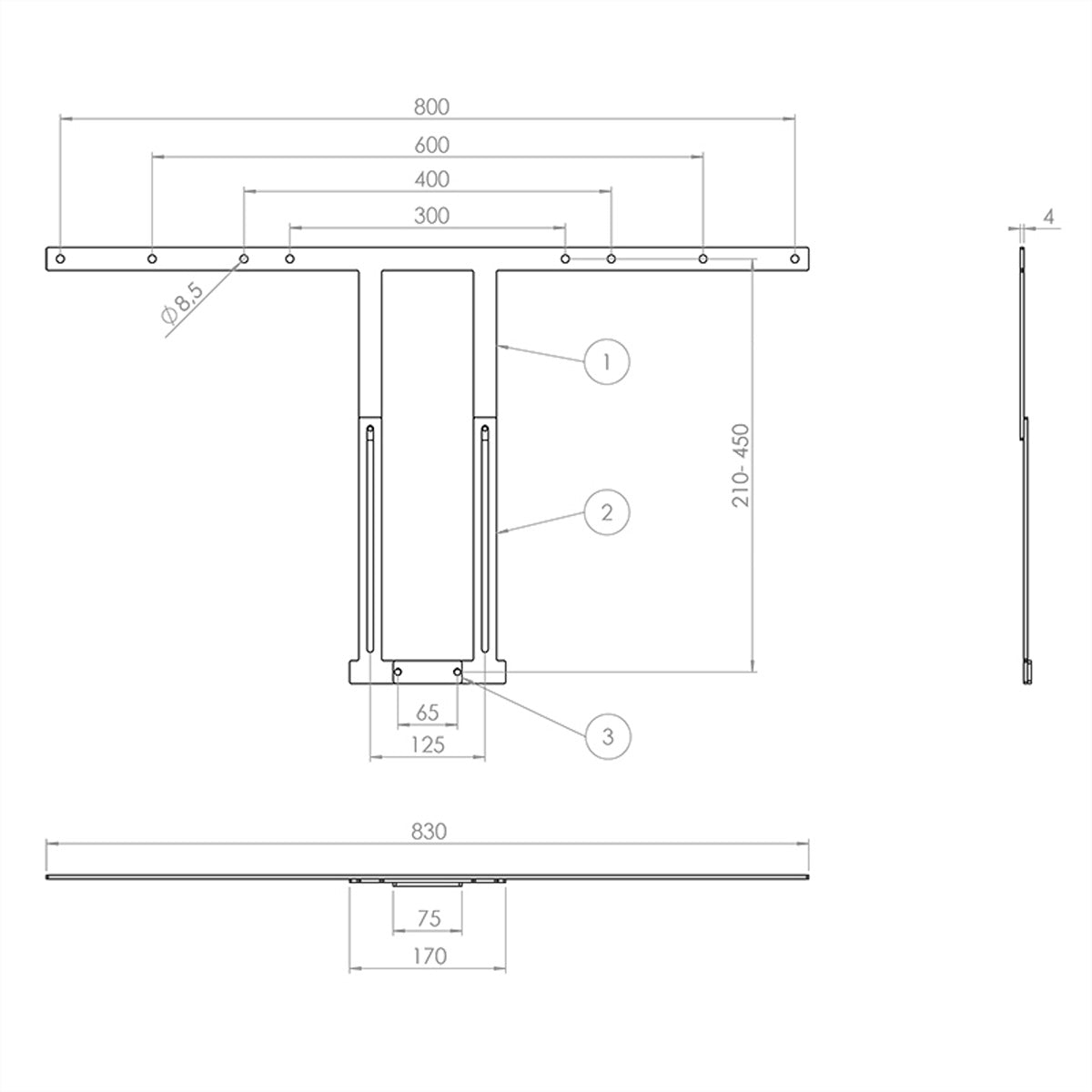 Hagor MeetUp Display-Adapter – Adapter – 75"–86", VESA 800 mm, für Logitech MeetUp, Schwarz