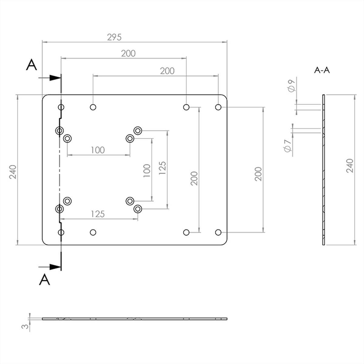 Hagor Adapterplatte – 32–43" – VESA 100×100–400×400, ultraflach, für Samsung QB-, QH- und QM-Serie – Schwarz