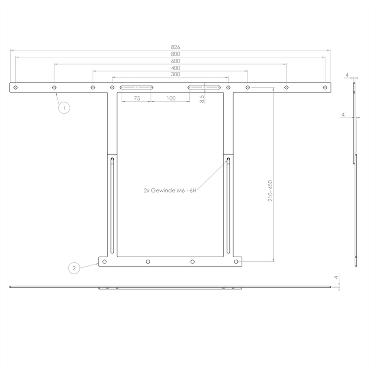 Hagor Room-Kit Adapter – Adapter – 80"–86", VESA 75×75–200×200, 30,0 kg, für Cisco Webex Room Kit, Schwarz