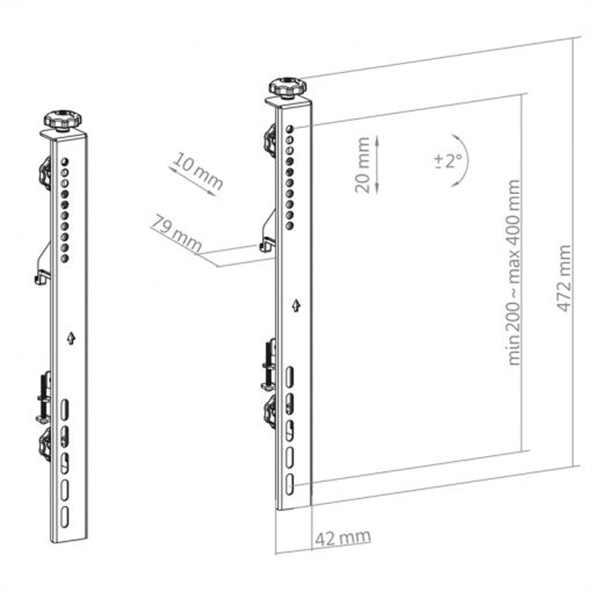 Hagor Montageschiene – VESA 400×400 – für CPS-Alu Rail 500, 700, 1000 und andere