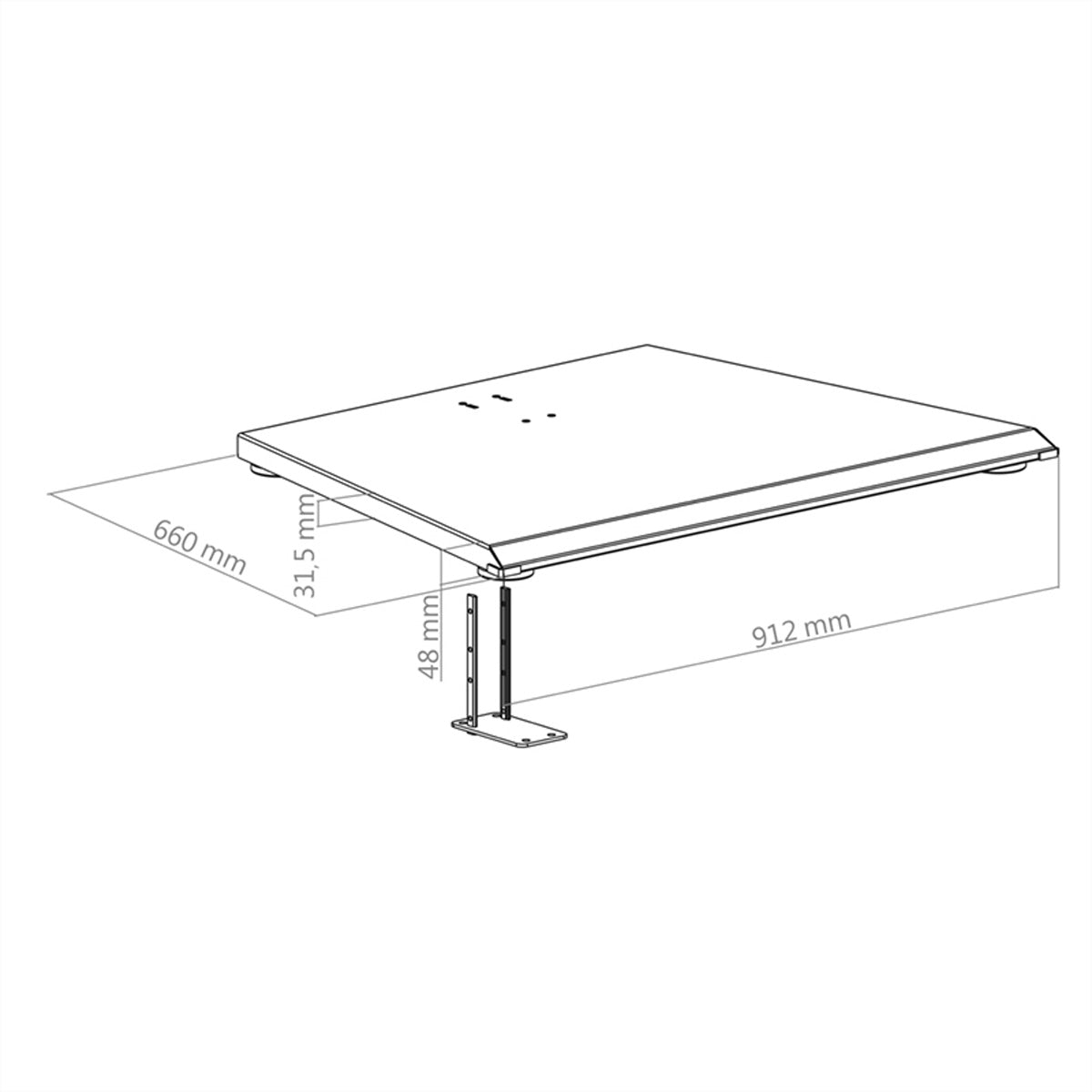 Hagor CPS – Bodenplatte, höhenverstellbar, H 48 × B 912 × T 660 mm, für 3228/3232/3207, Schwarz