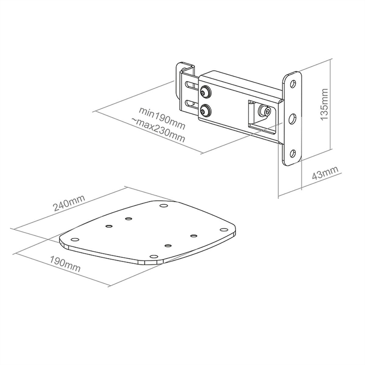 Hagor CPS – Boden-Wand-Adapter, einstellbar 374–415,5 mm, Stahl, schwarz, für 3228, 3232, 3207