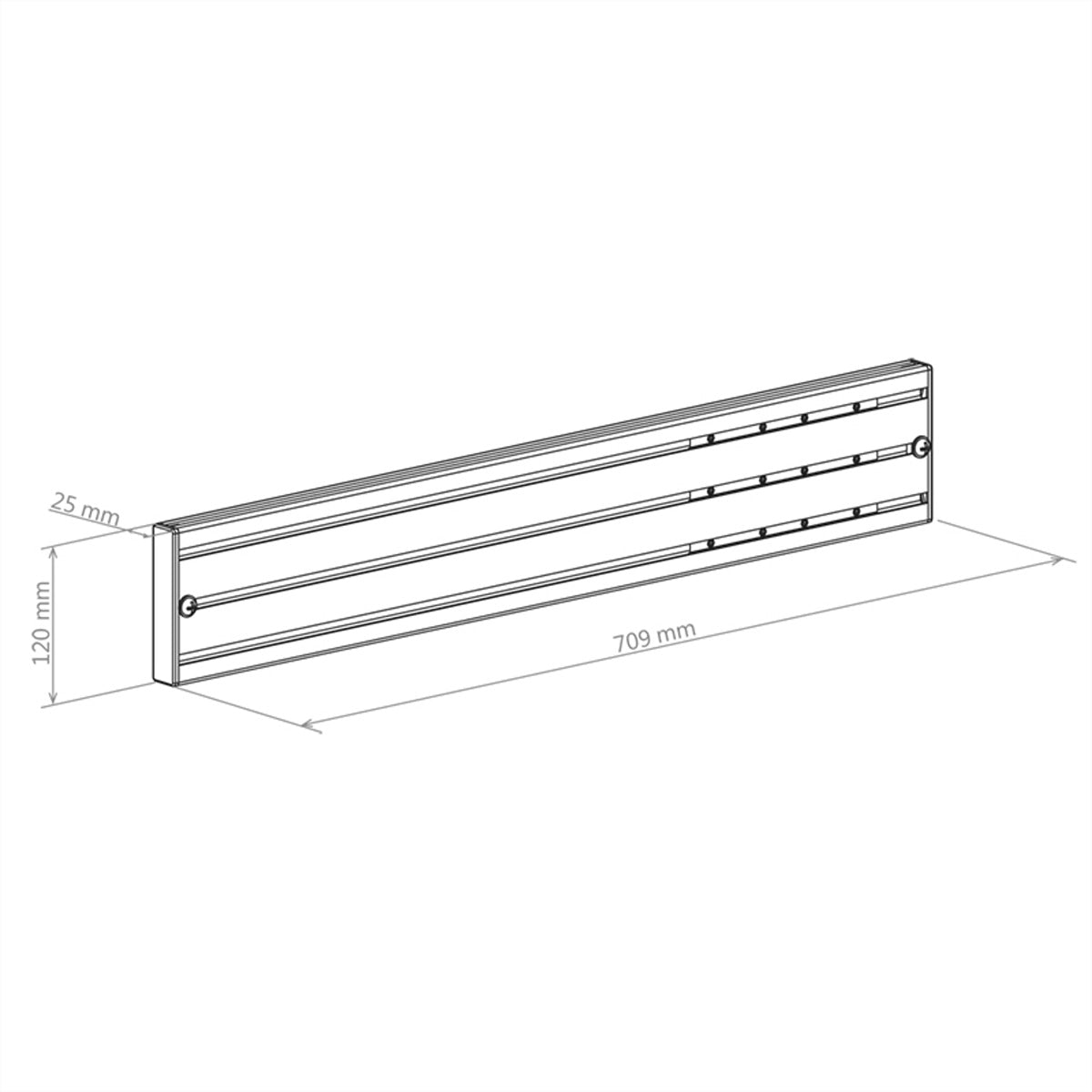 Hagor CPS – Aluminiumschiene, 709 × 120 × 25 mm, Schwarz