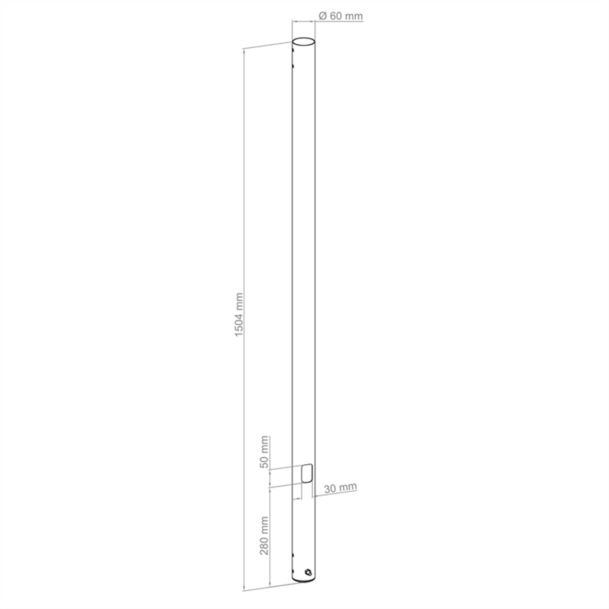 Hagor CPS – Gerades Rohr, 1500 mm × Ø 60 mm, Stahl, pulverbeschichtet, Schwarz
