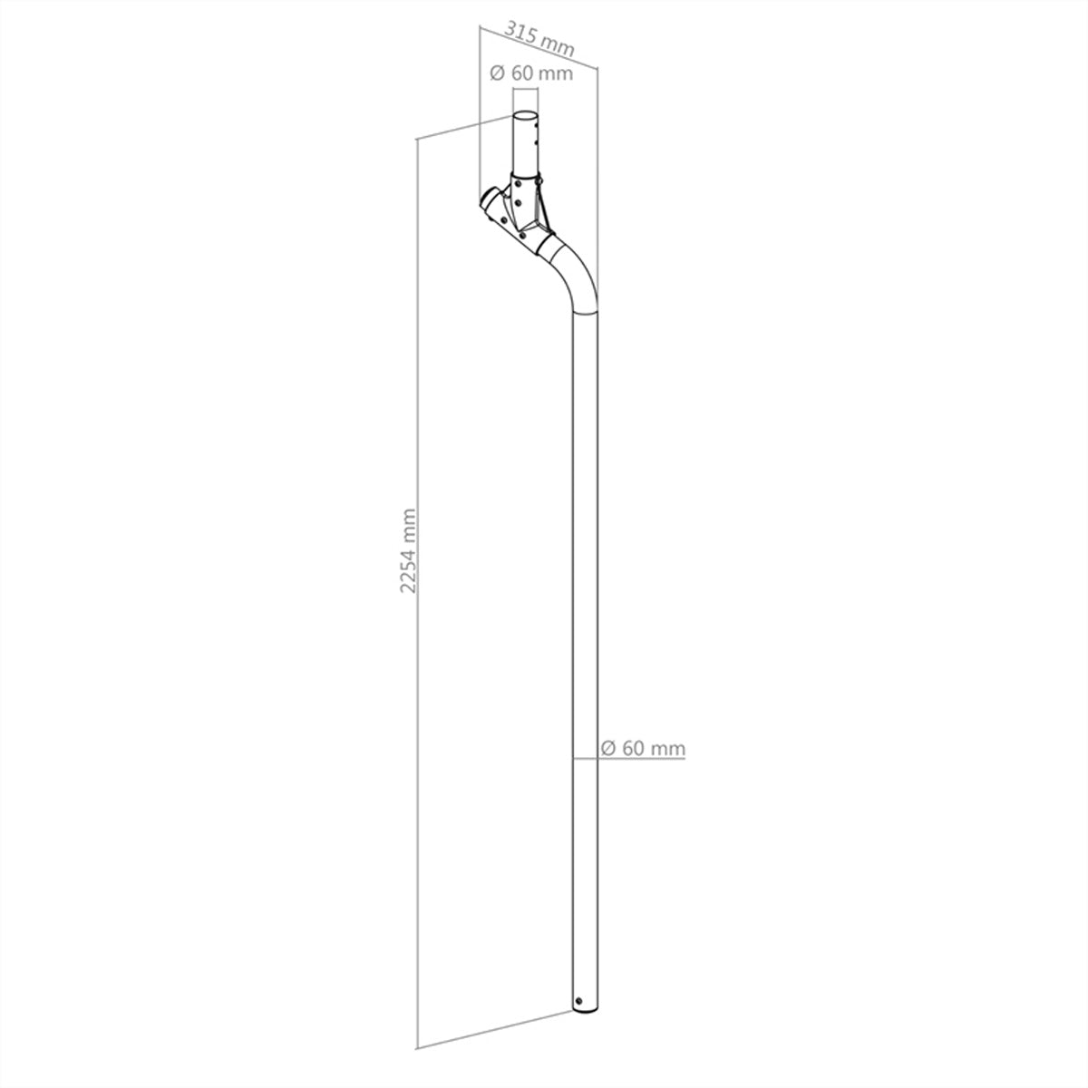 Hagor CPS – Abgewinkeltes Rohr, 2,25 m, Stahl, Schwarz, für diverse comPROnents-Teile (z. B. 3206, 3203)