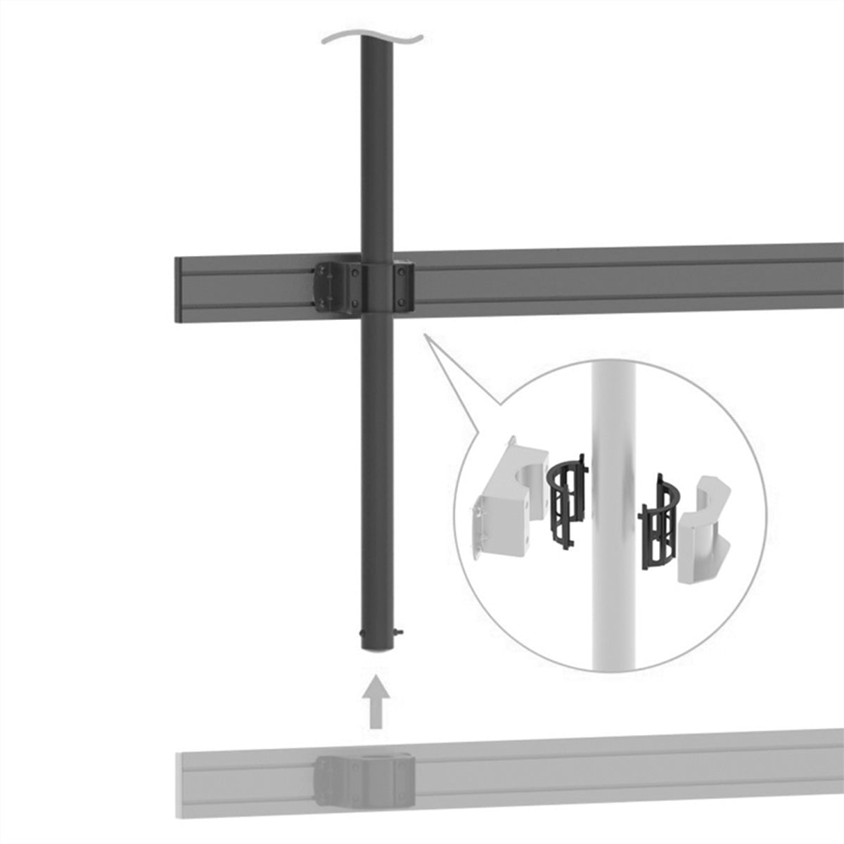 Hagor CPS – Schienenadapter, Stahl, pulverbeschichtet, für comPROnents CPS-Poles und CPS-Alu-Rails, Schwarz