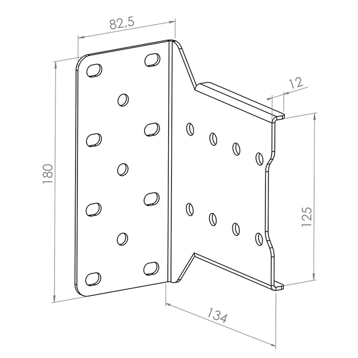 Hagor CPS Single Rail Schelle – Höhe 180 mm, Stahl – für 3210, 3211, 3212 – Schwarz