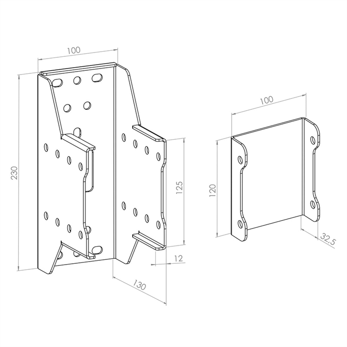 Hagor Wandadapter CPS Back-to-Back-Rail, Stahl, 100×130×230 mm, für 3210/3211/3212, Schwarz