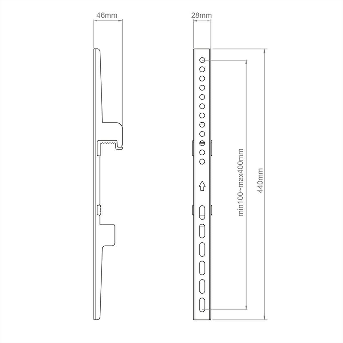 Hagor Spezialhalterung/Montageset – VESA 400×400 – 2er-Set, für CPS Alu-Schienen – Schwarz