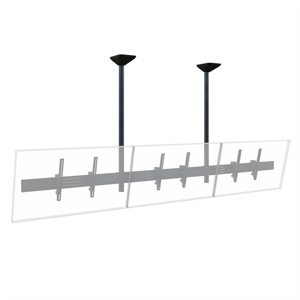 Hagor Deckenhalterung – 46–65" – VESA 200×200–600×400 – bis 120 kg, Neigbar, für 3 Displays – Schwarz