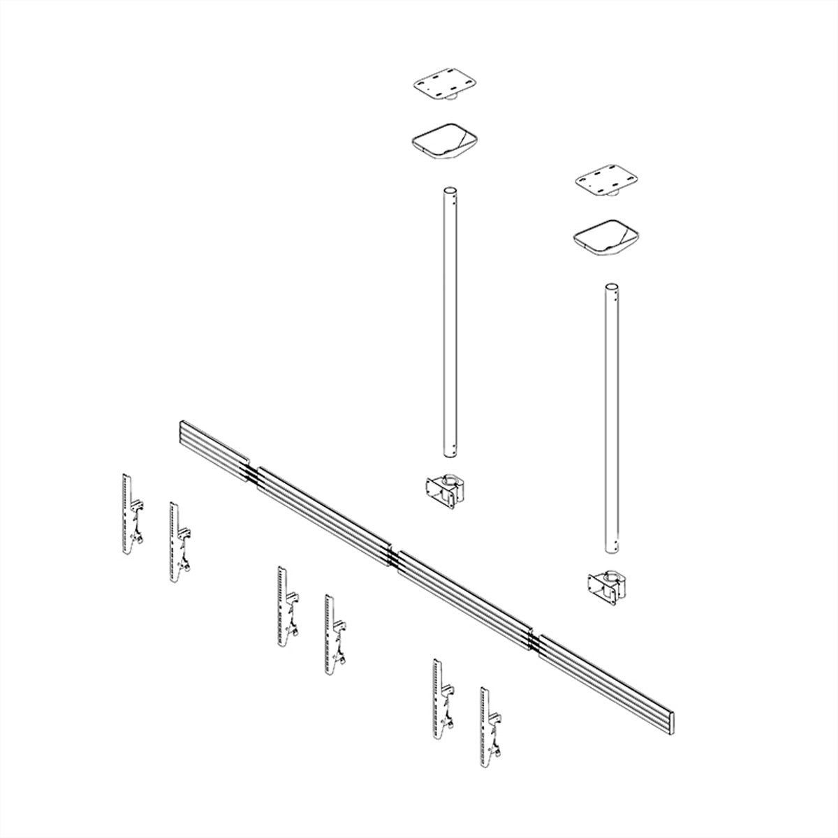 Hagor Deckenhalterung – 46–65" – VESA 200×200–600×400 – bis 120 kg, Neigbar, für 3 Displays – Schwarz