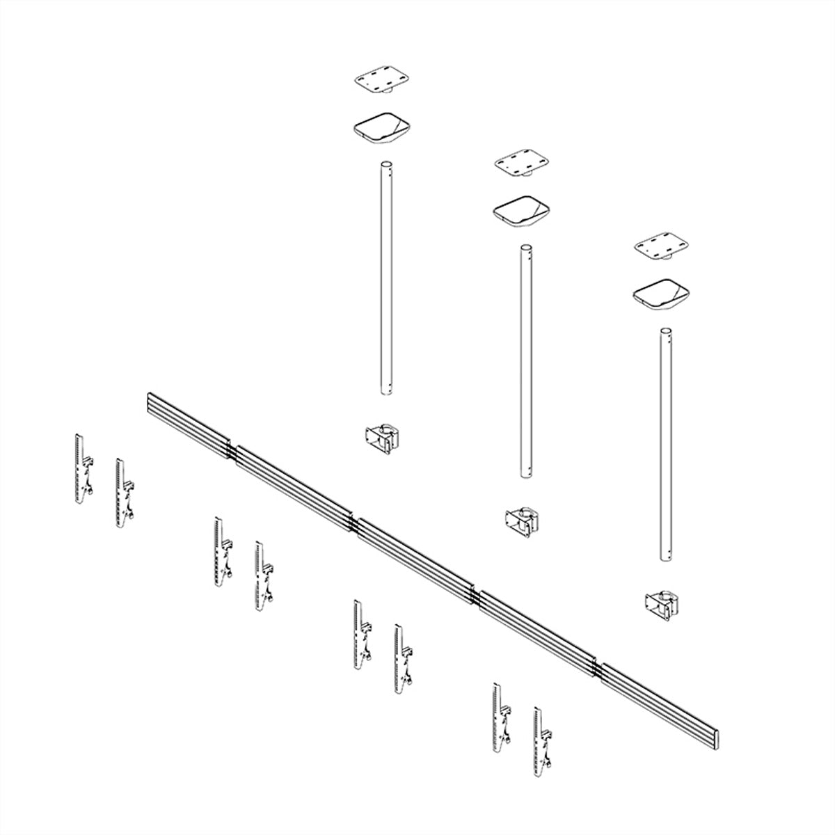 Hagor Deckenhalterung – 46–65" – VESA 200×200–600×400 – bis 40 kg, neigbar, für 4 Displays – CPS D4L