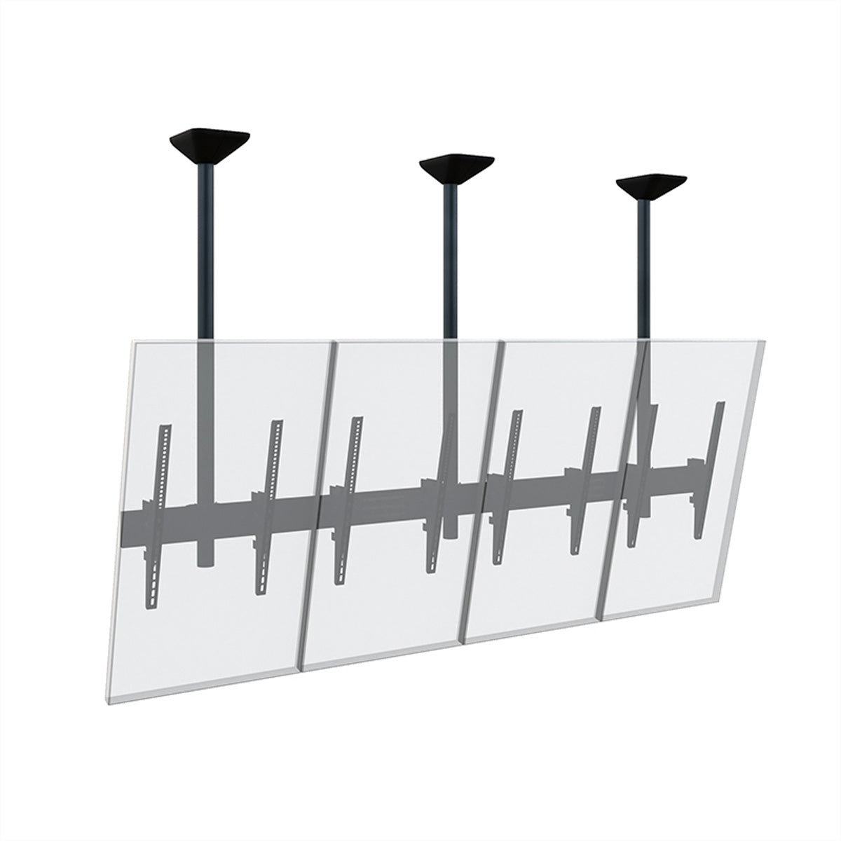 Hagor Deckenhalterung – 46–65" – VESA 200×100–400×600 – bis 160 kg, für 4 Displays, neigbar – Schwarz