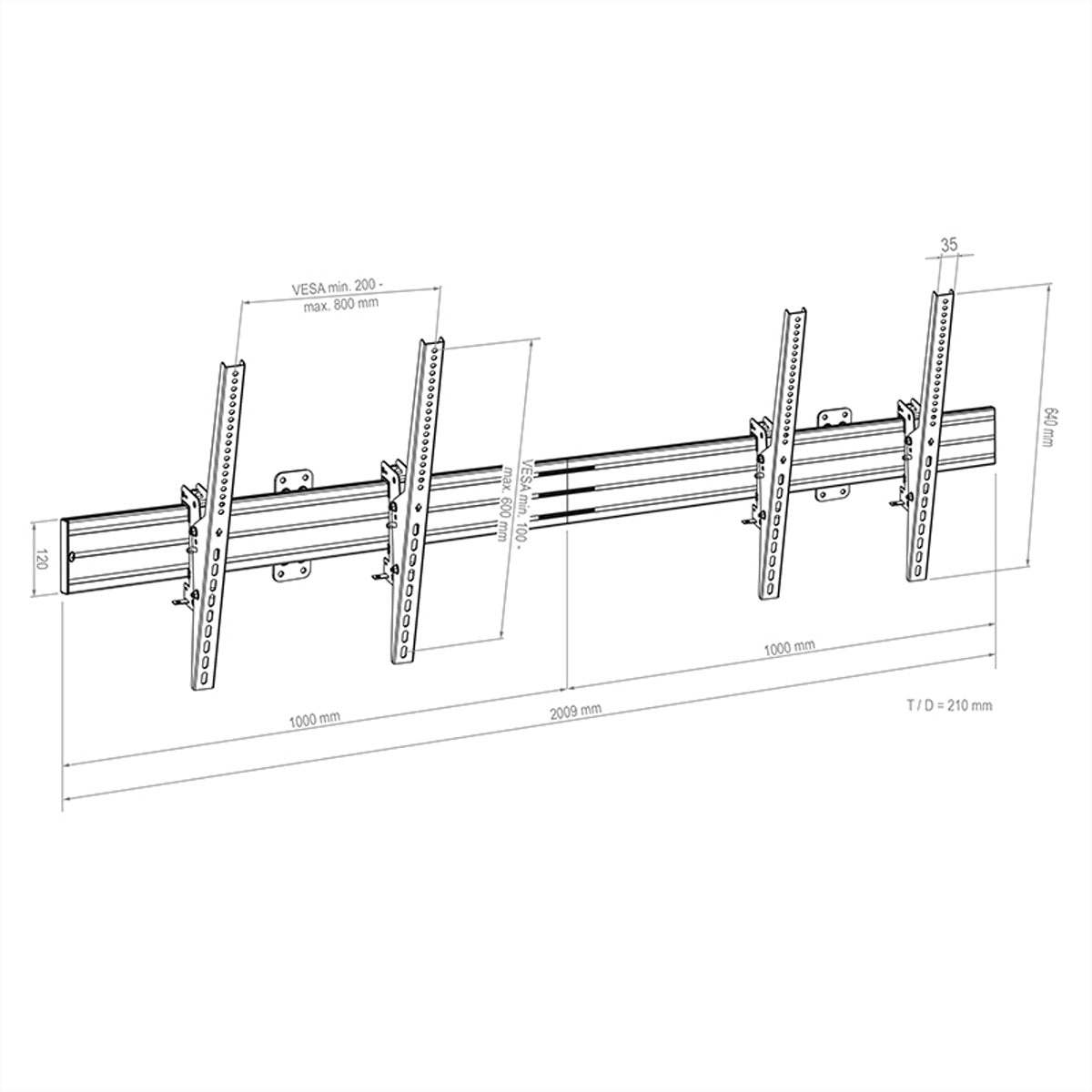 Hagor Wandhalterung – Neigbar – 55–65" – VESA 200×100–800×600 – bis 100 kg, für 2 Displays – CPS Wall