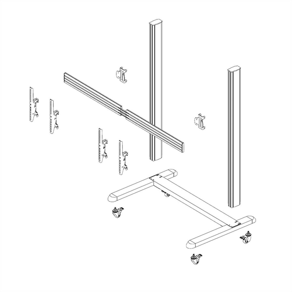 Hagor TV-Wagen – 55–65" – VESA 75×75–800×400 – bis 80 kg, Höhenverstellbar, mit Rollen, für 2 Displays