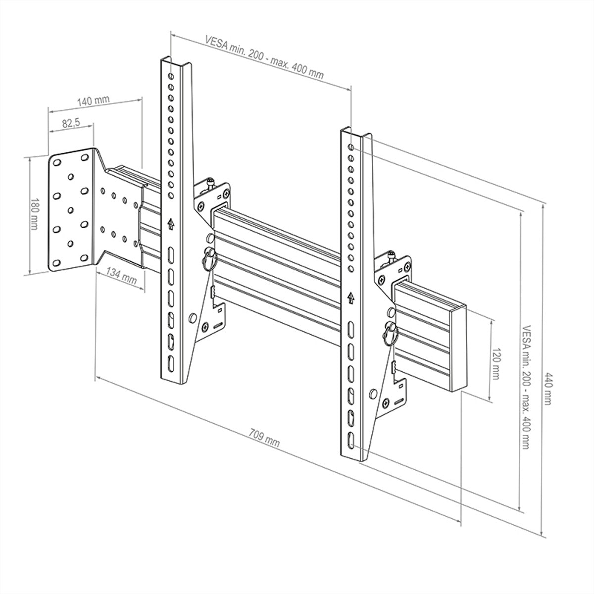 Hagor Wandhalterung – Neigbar – 42–55" – VESA 100×100–400×400 – bis 35 kg – Schwarz