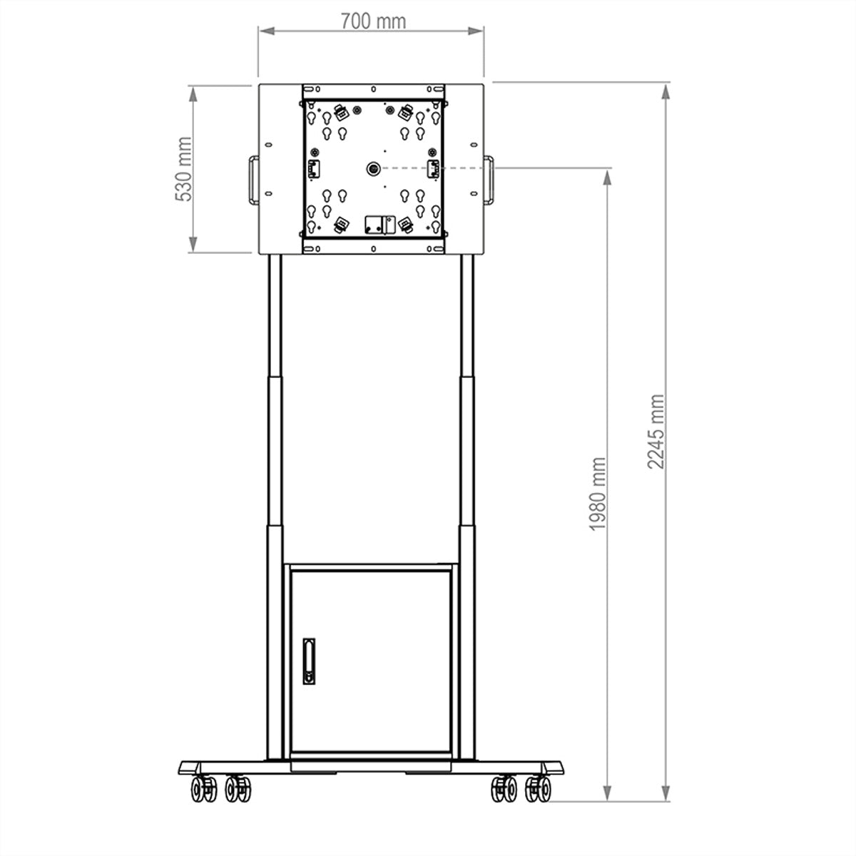 Hagor TV-Wagen – 55" – VESA 200×200–400×400 – bis 45 kg, motorisiert, mit Rollen, für Samsung WM55H und WM55R