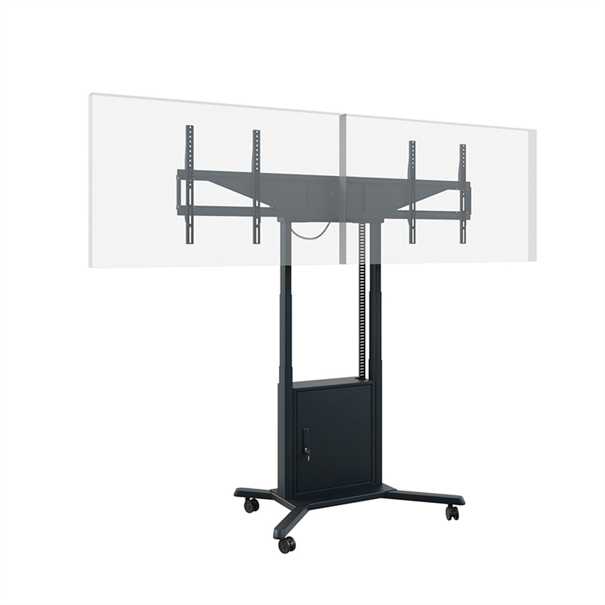 Hagor TV-Wagen – 46–65" – VESA 200×200–600×400 – bis 120 kg, motorisiert, mit Rollen, für 2 Displays