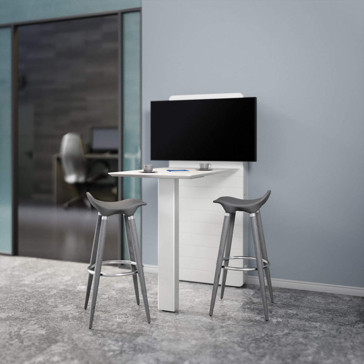Hagor Bodenständer – 32–55" – VESA 600×400 – bis 50 kg, Diebstahlsicherung – Weiss