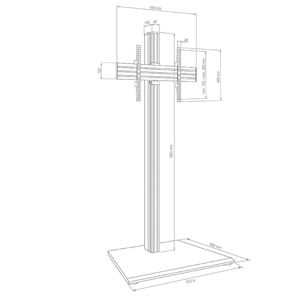 Hagor Bodenständer – 55–75" – VESA 100×100–600×400 – bis 50 kg, Höhenverstellbar – CPS Freestanding Single