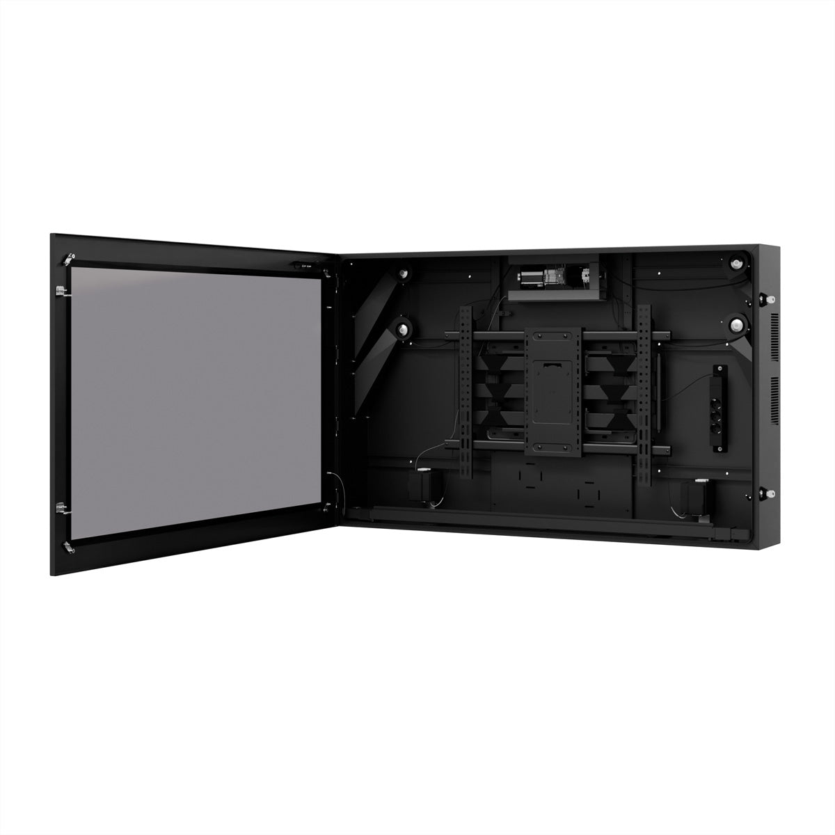 Hagor SOPW 65" Display-Gehäuse (Querformat) – Sicherheitsglas, VESA 200×200–800×600 mm, bis 75 kg – für 65" TV