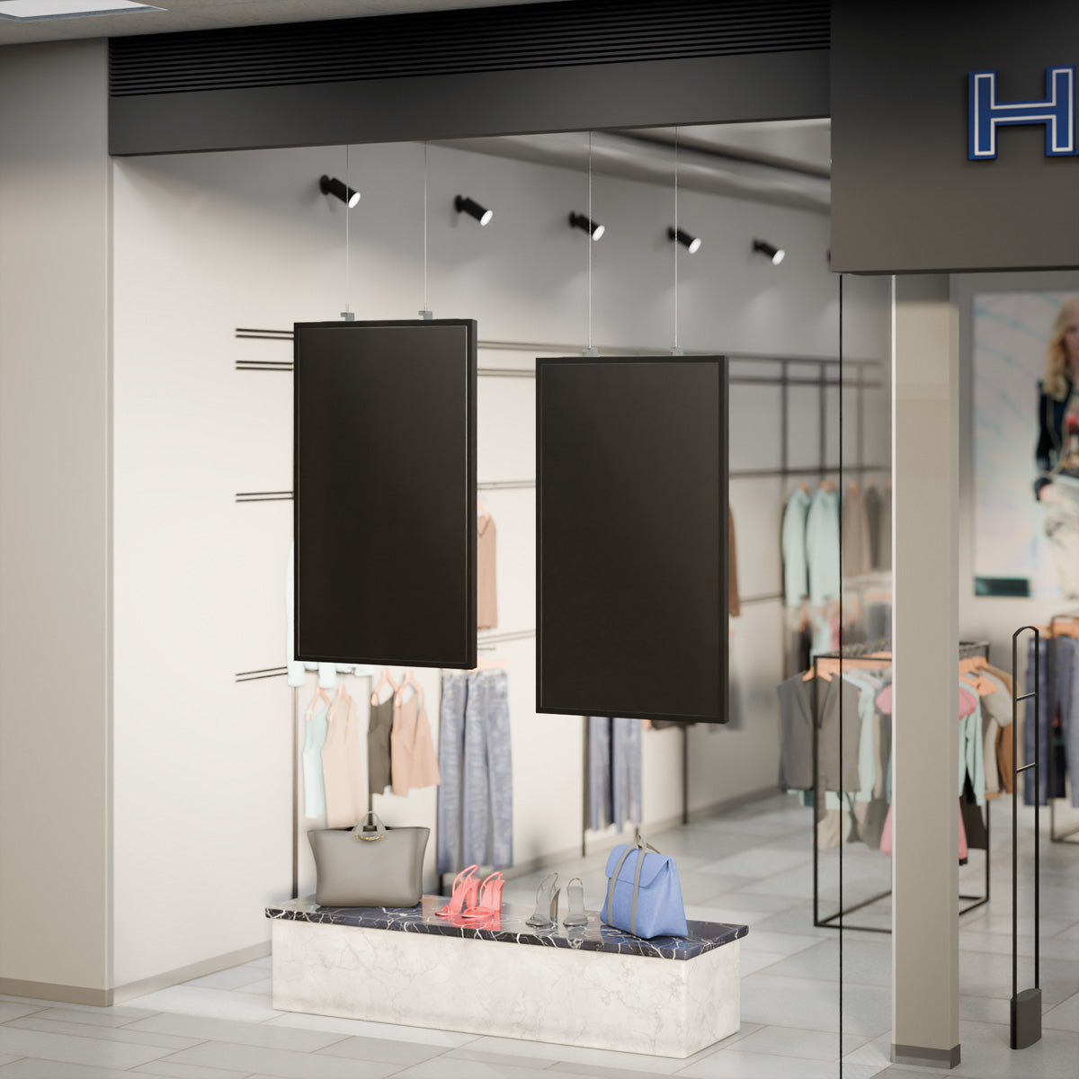 Hagor Deckenhalterung – 55" – bis 25 kg, Höhenverstellbar, für Samsung OM55N-S – HP SHF OM55N-S