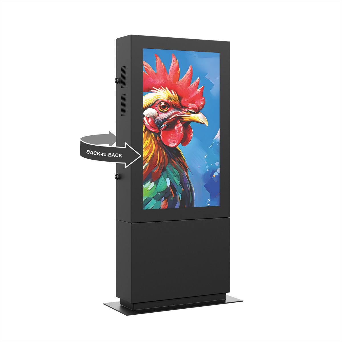 Hagor Bodenständer – 50–55" – Diebstahlsicherung, mit Belüftung – für Hochformat-Displays – SOPK 55, Schwarz