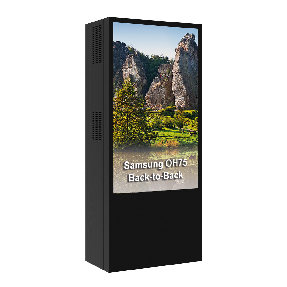Hagor Bodenständer – 75" – für 2 Displays, Wetterfest, für Samsung OH75 – ScreenOut Pro OH75