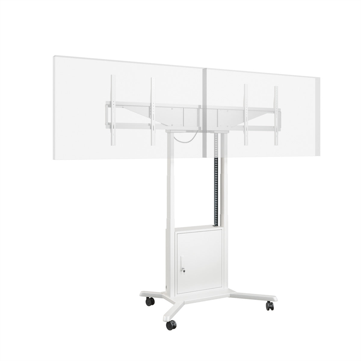 Hagor Digital-Signage-Stand für 46–65" Displays – 2 Monitore, motorisiert, höhenverstellbar, mit Rollen, abschliessbar