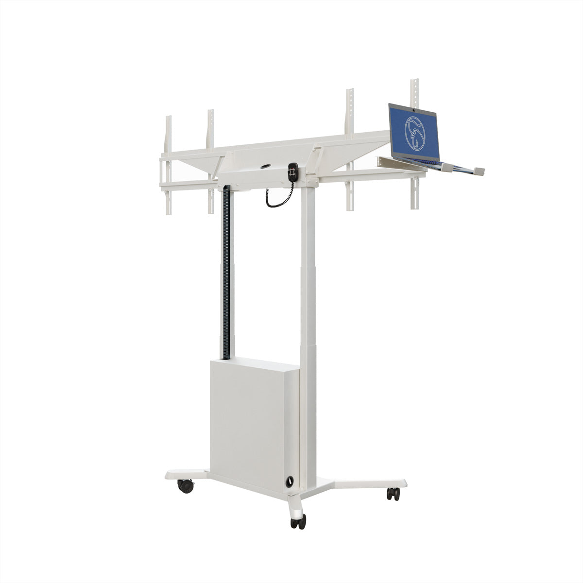 Hagor Digital-Signage-Stand für 46–65" Displays – 2 Monitore, motorisiert, höhenverstellbar, mit Rollen, abschliessbar