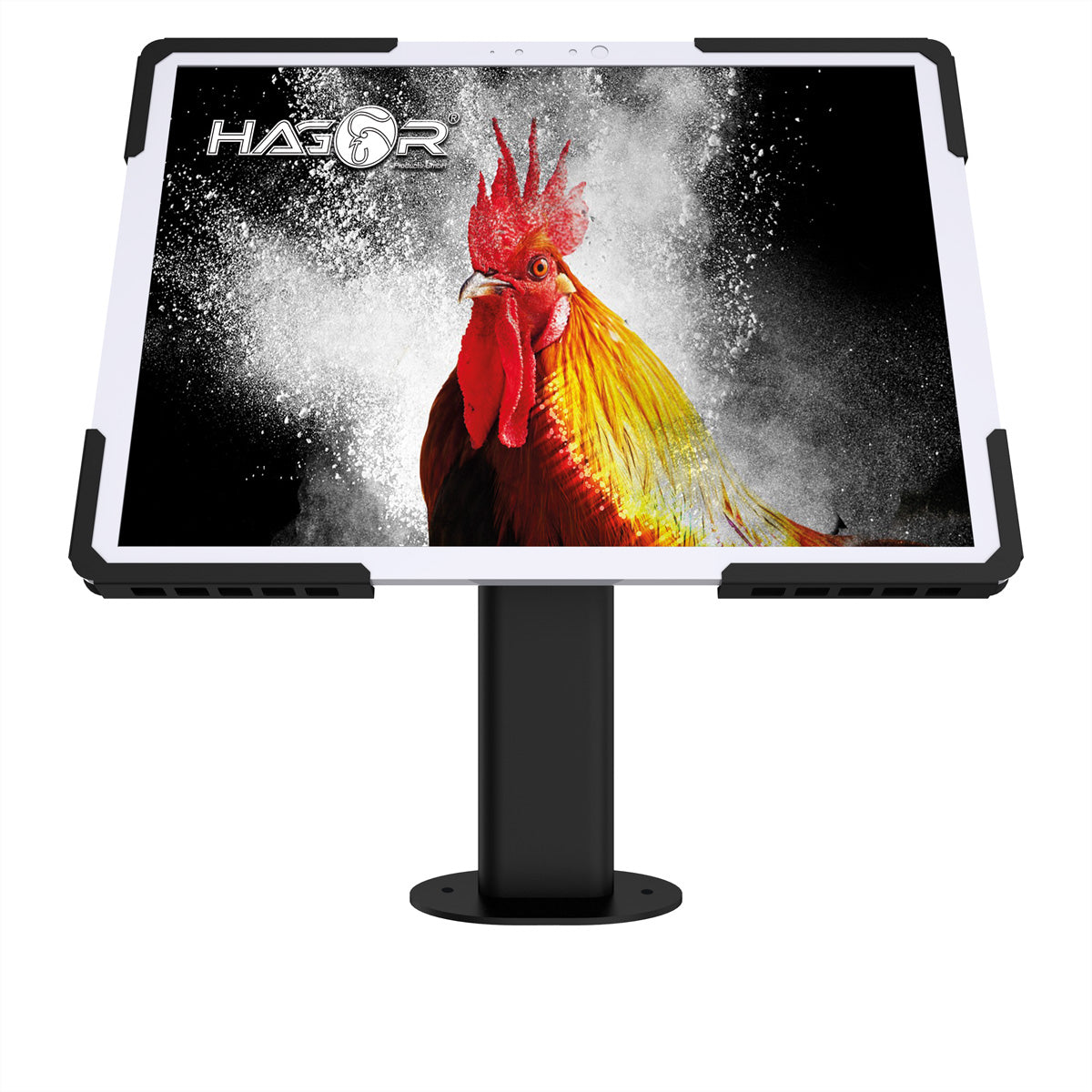Hagor Tablet-Tischhalterung – für 9,7–12,9", VESA 75×75, neigbar – Schwarz
