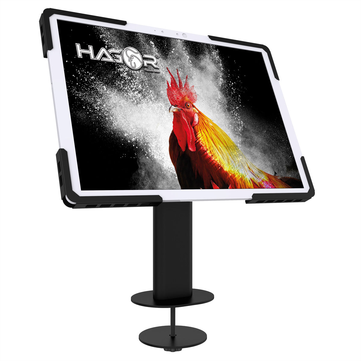 Hagor Tablet-Tischhalterung – für 9,7–12,9", VESA 75×75, neigbar – Schwarz
