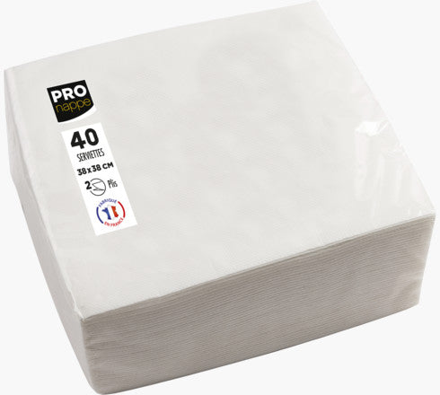PRONAPPE Servietten – weiss – 38 × 38 cm, 2-lagig – 40 Stück