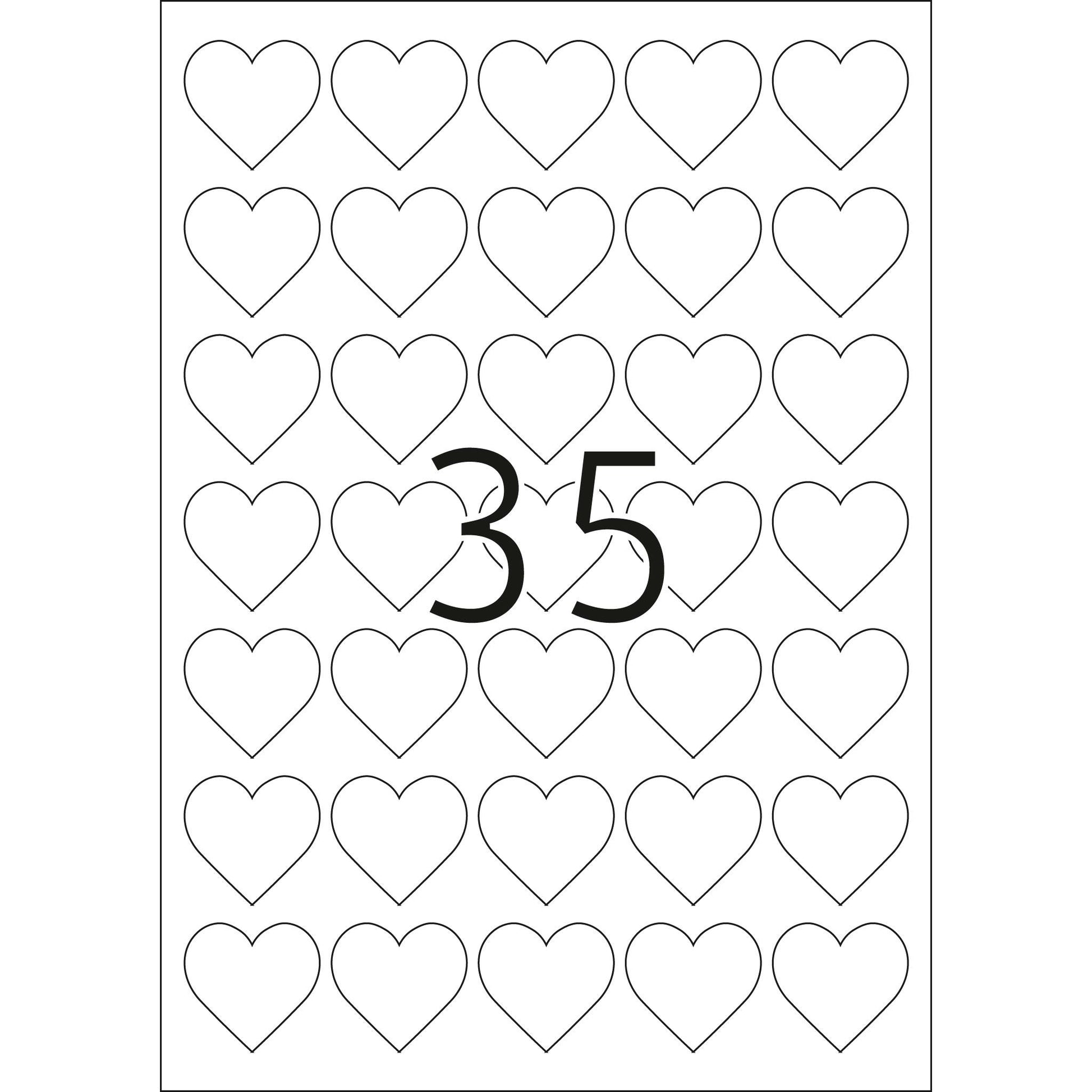 HERMA Herz-Etiketten A4 35 mm – Papier, matt, weiss – permanent haftend – Laser/Inkjet – 35 pro Blatt, 10 Blätter