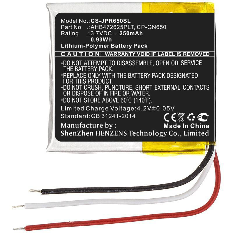 CoreParts Akku – für Jabra Evolve 65 – 250 mAh, 3,7 V, 0,93 Wh – schwarz