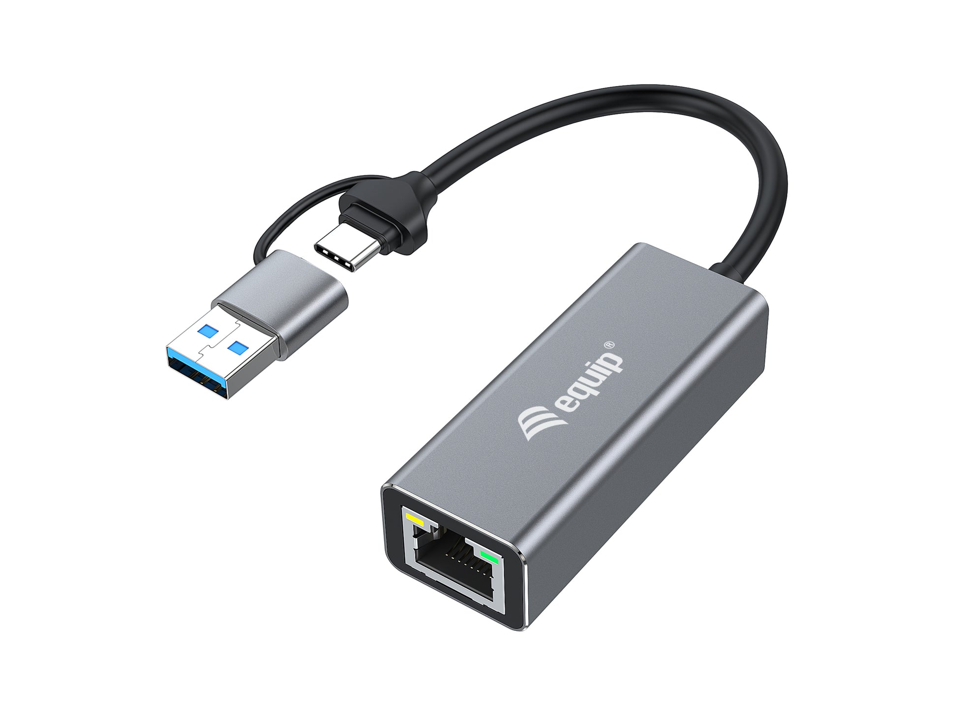 Equip Netzwerkadapter USB-A/USB-C zu RJ-45 – 2,5 Gbit/s, 0,15 m, für PC/Laptop, Windows/Mac/Linux