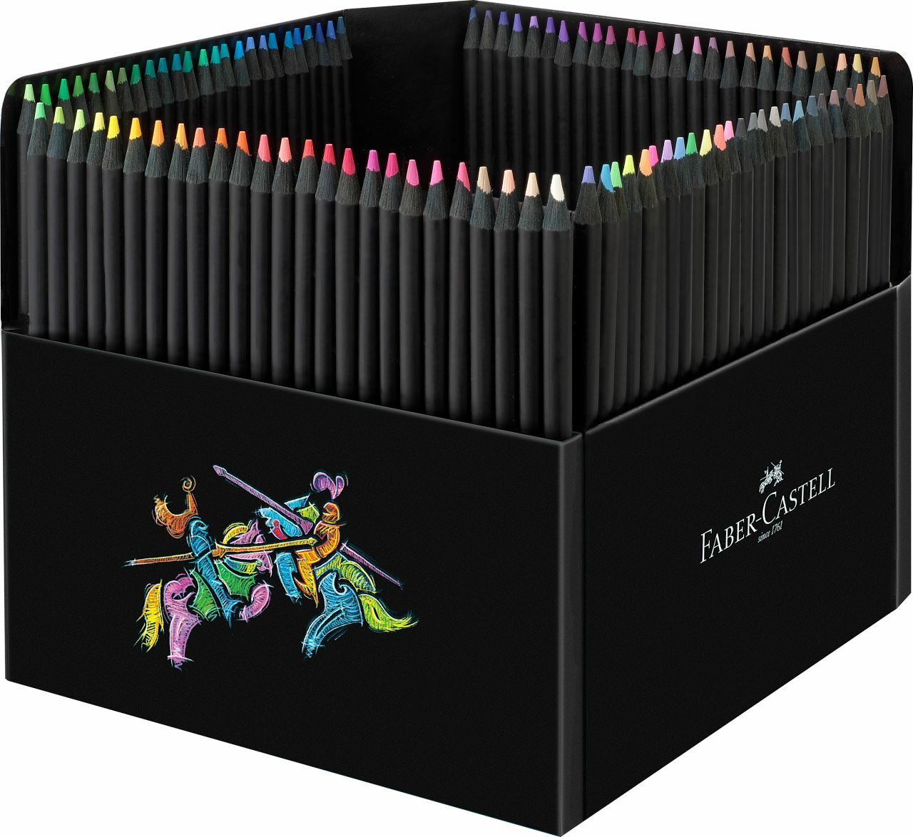Faber-Castell Buntstifte Black Edition – 100 Farben, im Kartonetui, Ø 3 mm, dreikantig, FSC