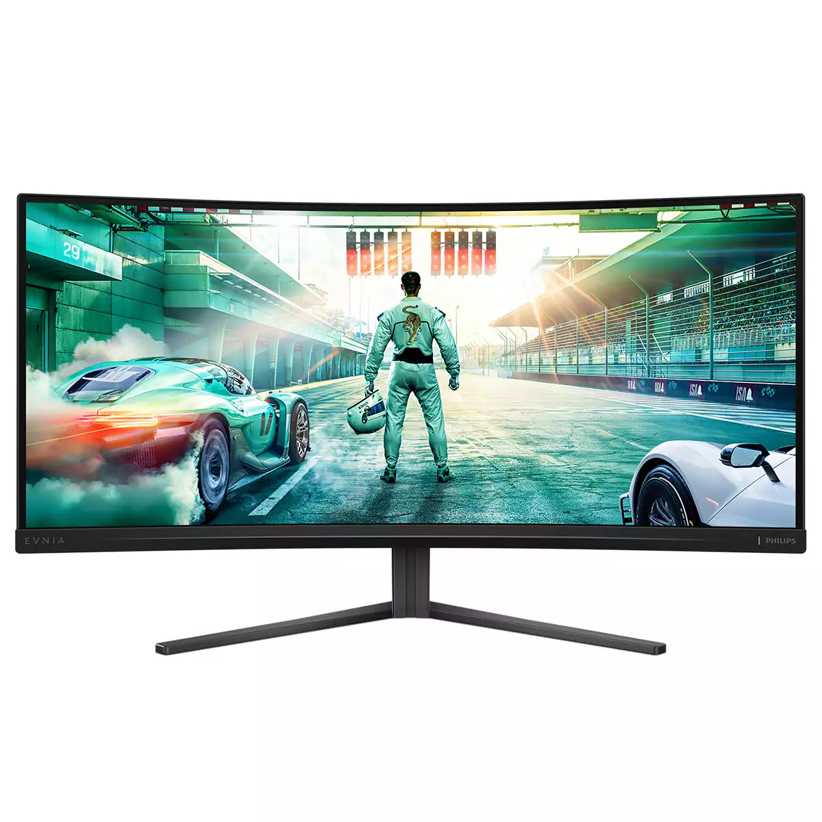Philips 34M2C3500L/00 – Monitor, 34", VA, 180 Hz, 300 cd/m², Gebogen, Adaptive Sync, VESA 100 × 100, Schwarz