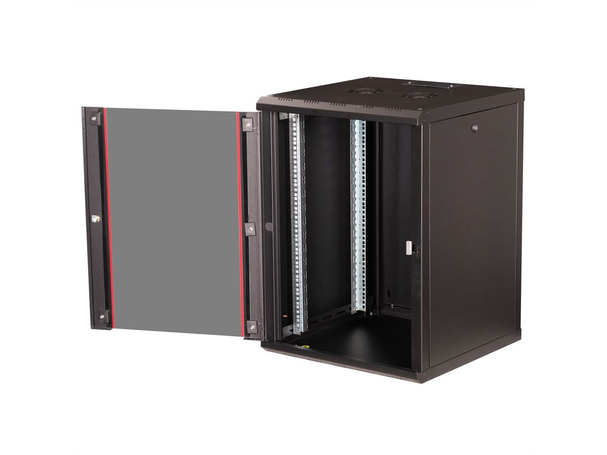 ROLINE Pro – 19" Wandverteiler 16U, IP20, abschliessbar, 600 × 600 × 818 mm, schwarz, Stahl