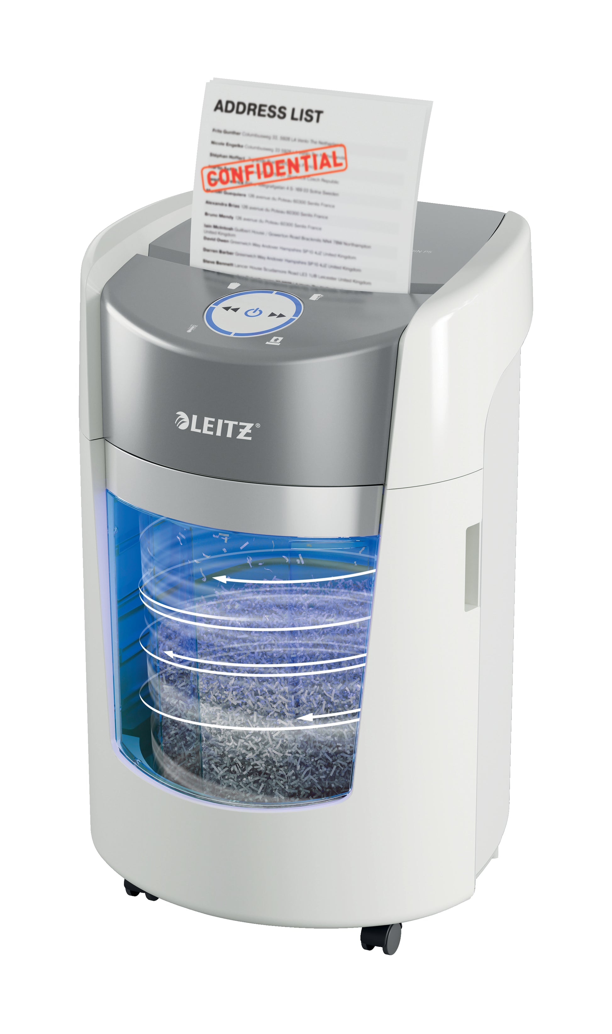 Leitz IQ OptiMax 350 – Aktenvernichter, DIN P-5, Mikroschnitt 2 × 15 mm, 8 Blatt, 22 l, A4