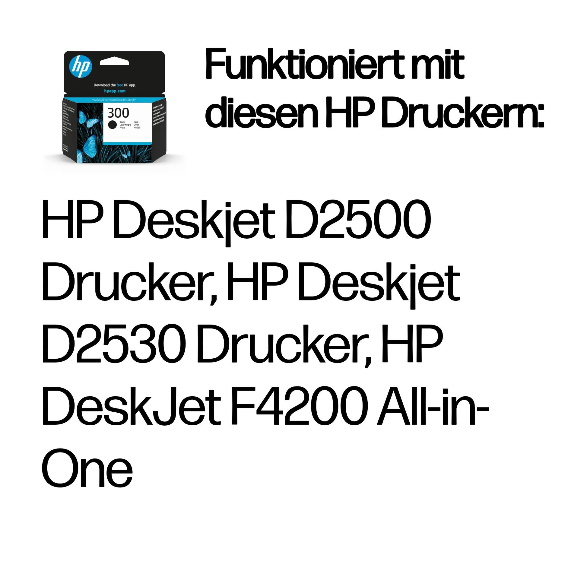 HP 300 Schwarz Tintenpatrone (Original) – 200 Seiten – für HP 300