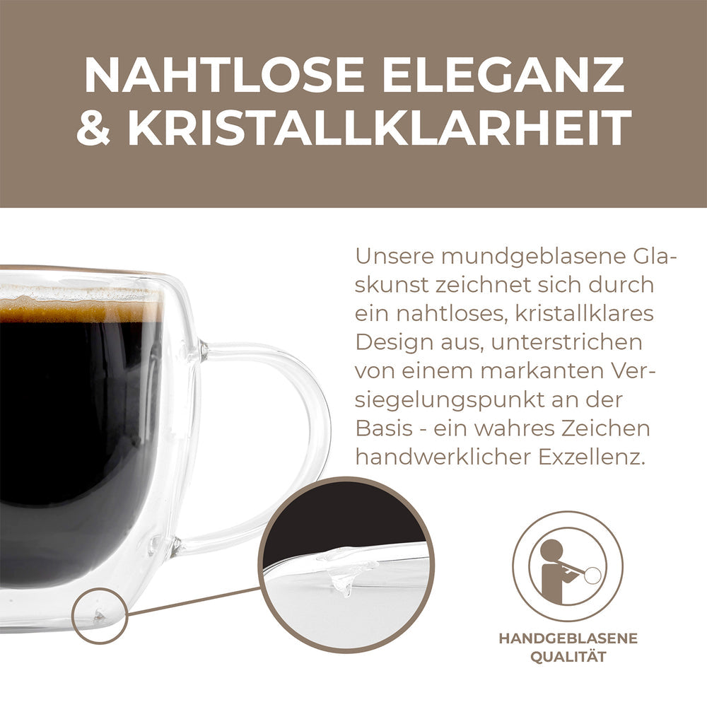 Exitoso Latte Macchiato Gläser – 6er Set, 330 ml, Ø 8,5 cm, H 14,5 cm, Glas, Transparent, doppelwandig