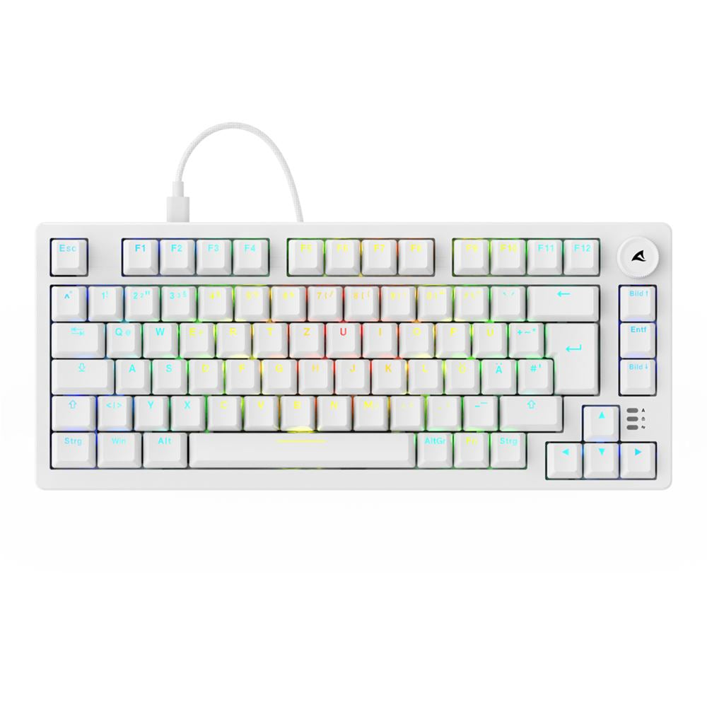 Sharkoon SGK25 – Tastatur 75% – Mechanisch – Verkabelt, USB-A – QWERTZ (DE) – RGB – Ohne Ziffernblock