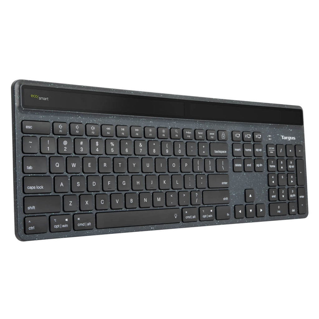Targus EcoSmart Energy Harvesting – Tastatur – Schere – Bluetooth & 2,4 GHz – beleuchtet – QWERTY (Nordic)